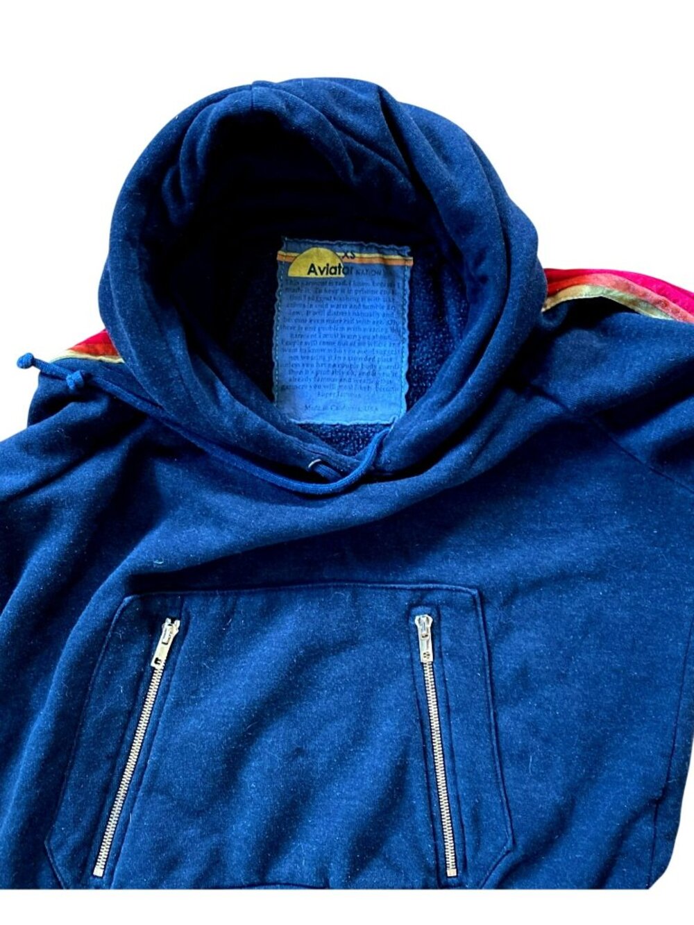 Aviator Nation Ninja Pullover Hoodie Sweatshirt Charcoal Gray Rainbow Size XS - Picture 8 of 9